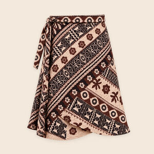 VTG Tapa Designs Hawaii Authentic Polynesian Tapa Print Wrap Skirt, sz Small - M